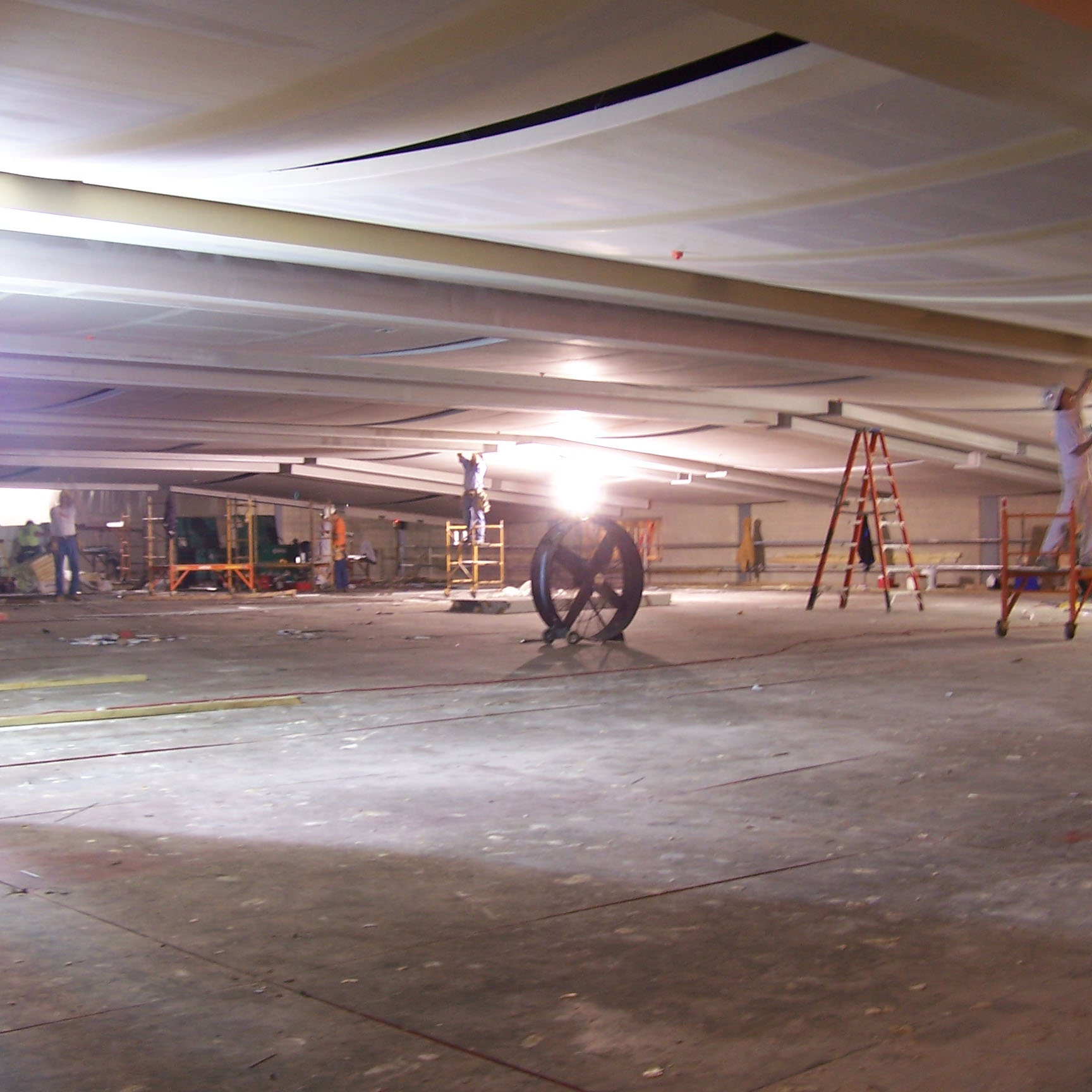 Construction team working on commercial job site